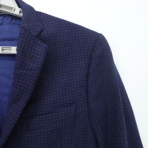 Corneliani Blazer Mens 52R Blue Houndstooth Virgin Wool Italy Luxury Sport Coat